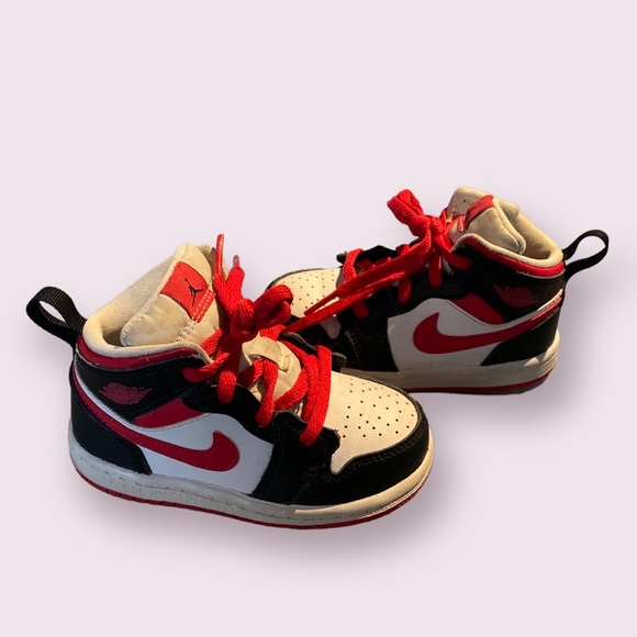 Nike - Air Jordan 1 TD Mid Very Berry Black Red White Size 7C Toddler KIDS - Picture 4 of 11